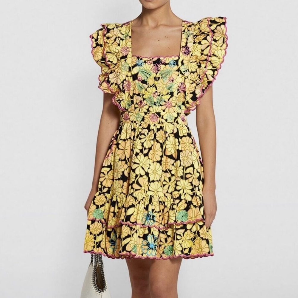 CeliaB Floral Yellow and Black Dress